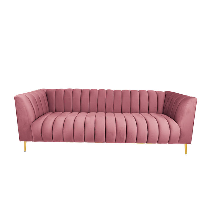 Zoey 2 Seater Stripe Couch-Pink