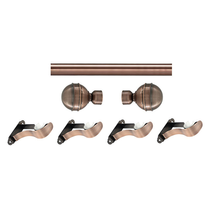 Matoc 28mm Single Pole Set - Fluted Ball Finials - Antique Copper - 4.0m