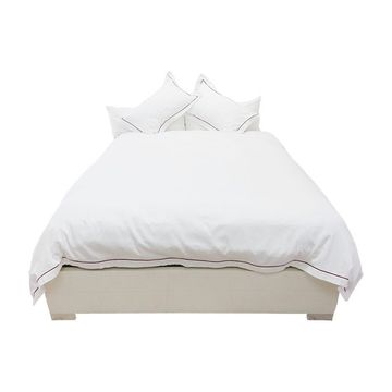 Rey's Fine Linen - Premium Collection - Oxford Racing Red Satin Stitch Duvet Cover Set - 06 Pc Pack - Three Quarter