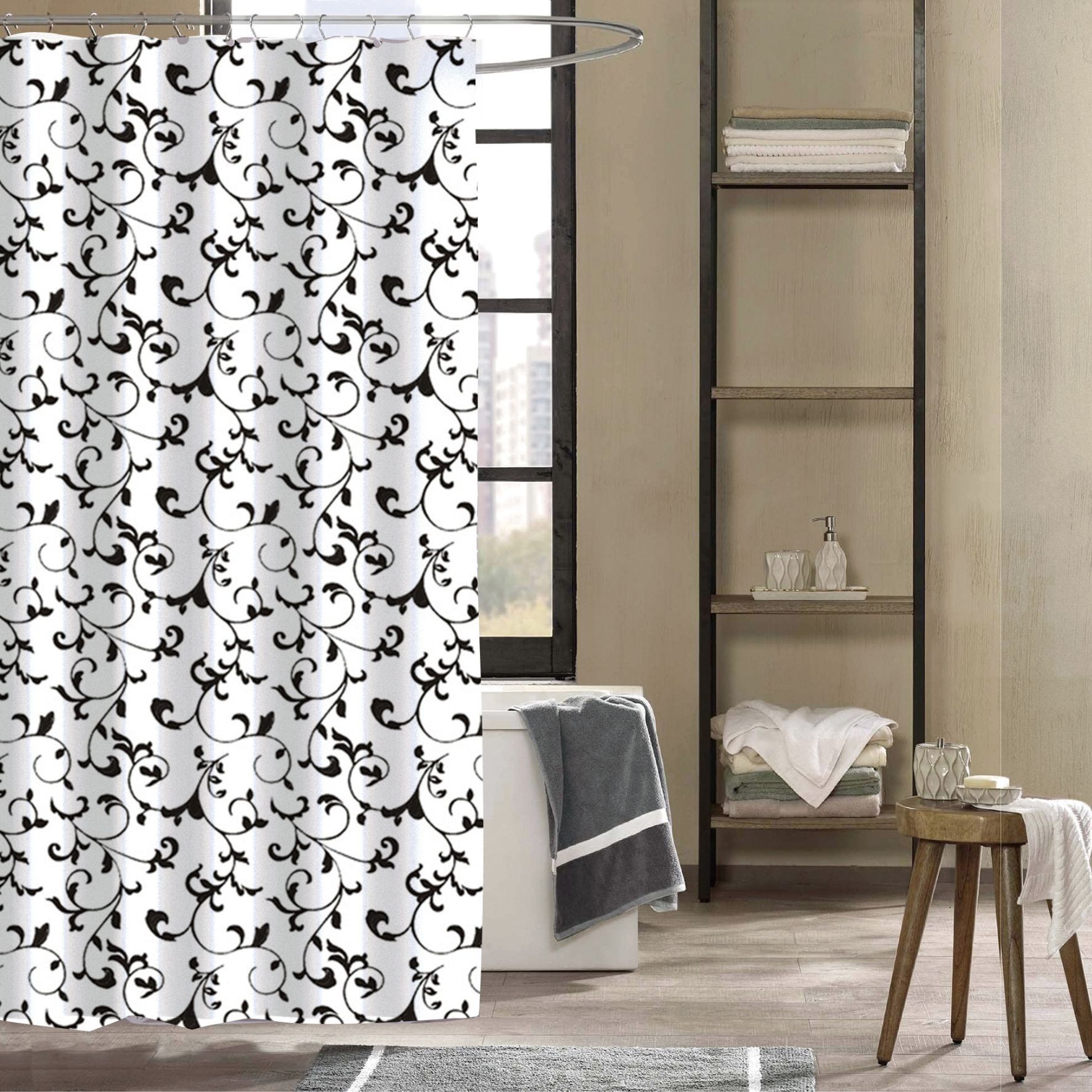 Bodie Bath - White Paisley Shower Curtain - PEVA