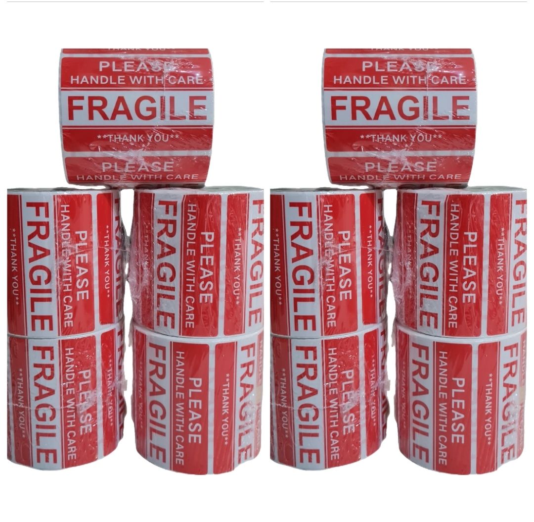 5000 Pieces Fragile Stickers 50x76mm - 10 Rolls