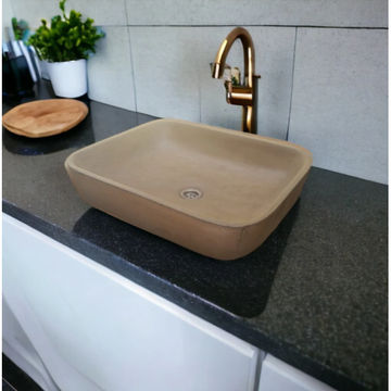 Sandstone Concave Rectangle Concrete Basin 52x40x13cm
