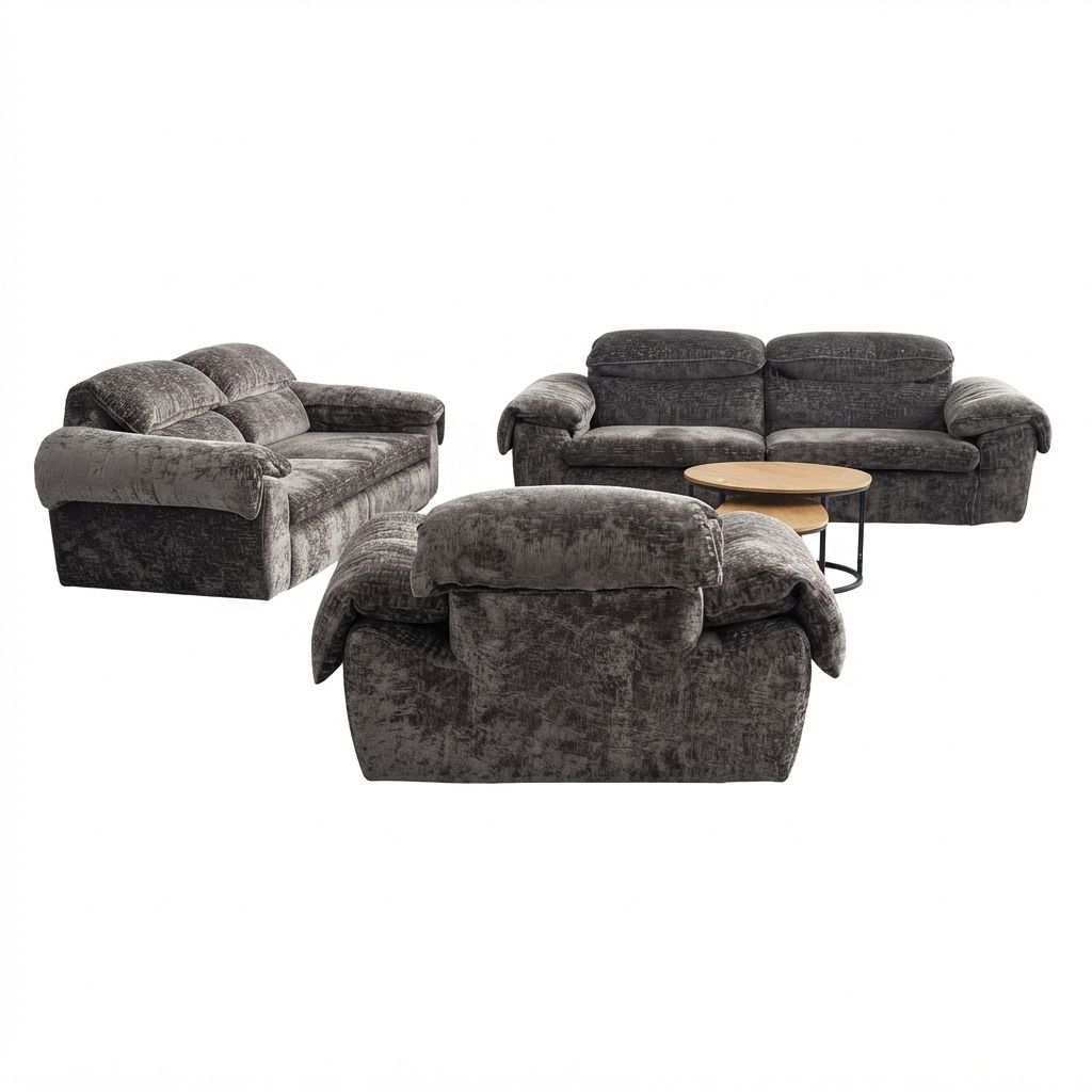 Modern Velvet Upholstered 3-Piece Living Room Sofa Set