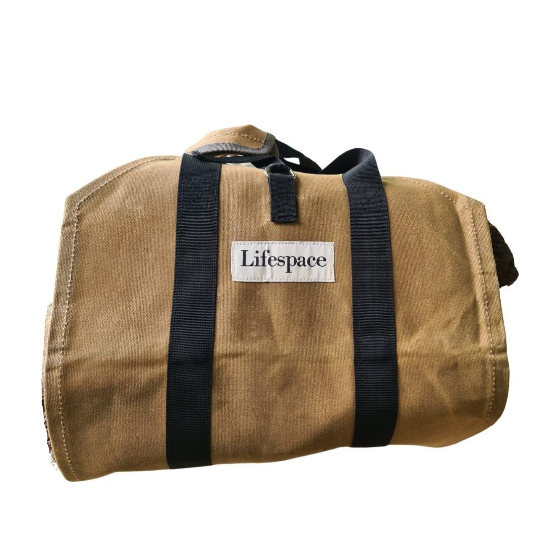 Lifespace Heavy Duty Canvas Firewood Log Carrier Bag with Handles