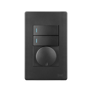SYNERJI DIMMER DIAL SWT DECO 2 LEVER+LIGHT 4X2 - Matt Black