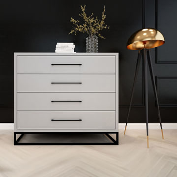 4 Drawer Server Lilo Satin Light Grey - Black Frame