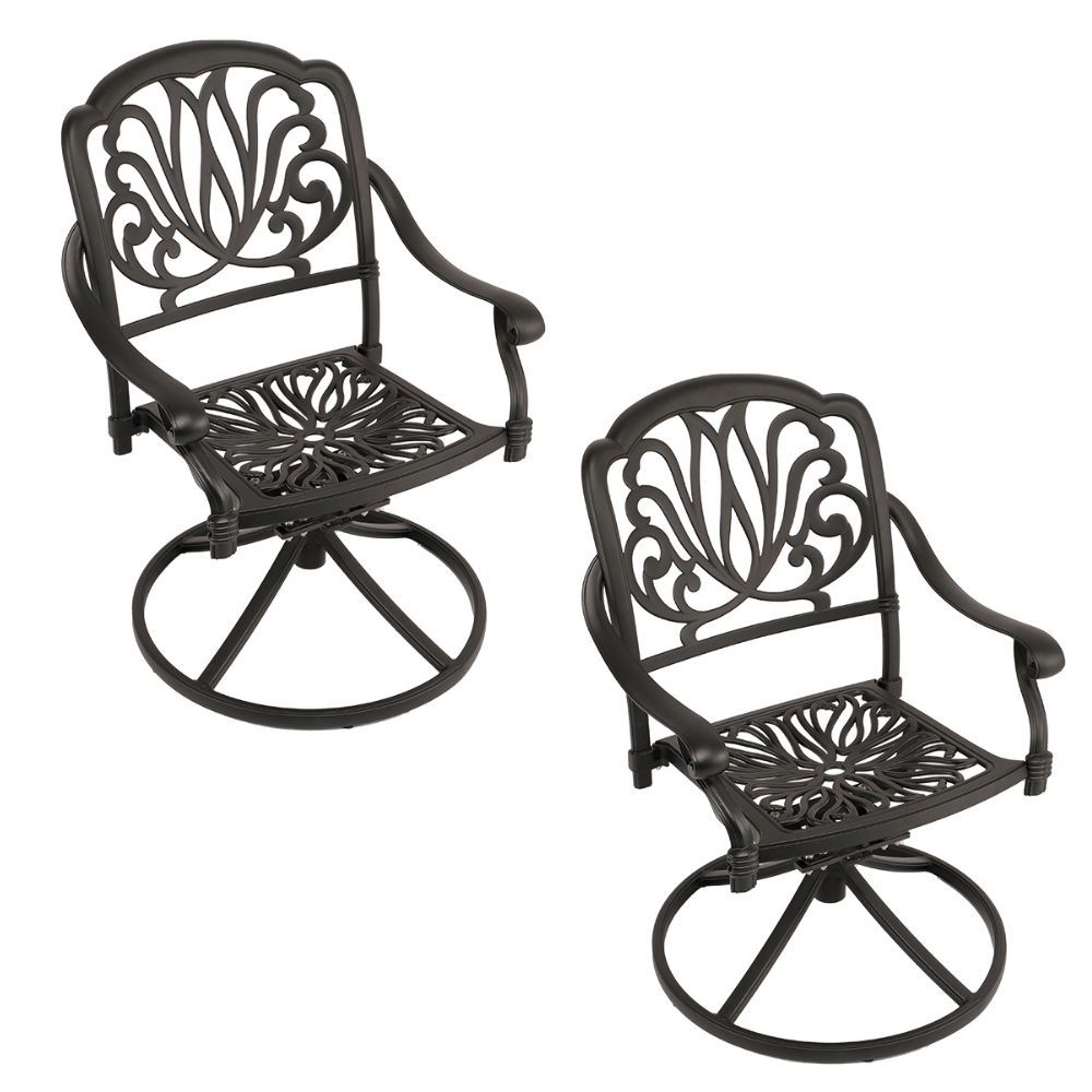 Protea Swivel Aluminium Patio Chair / Garden Chair / Outdoor Chair  -  Set of 2 - BLACK