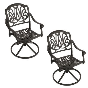 Protea Swivel Aluminium Patio Chair / Garden Chair / Outdoor Chair  -  Set of 2 - BLACK