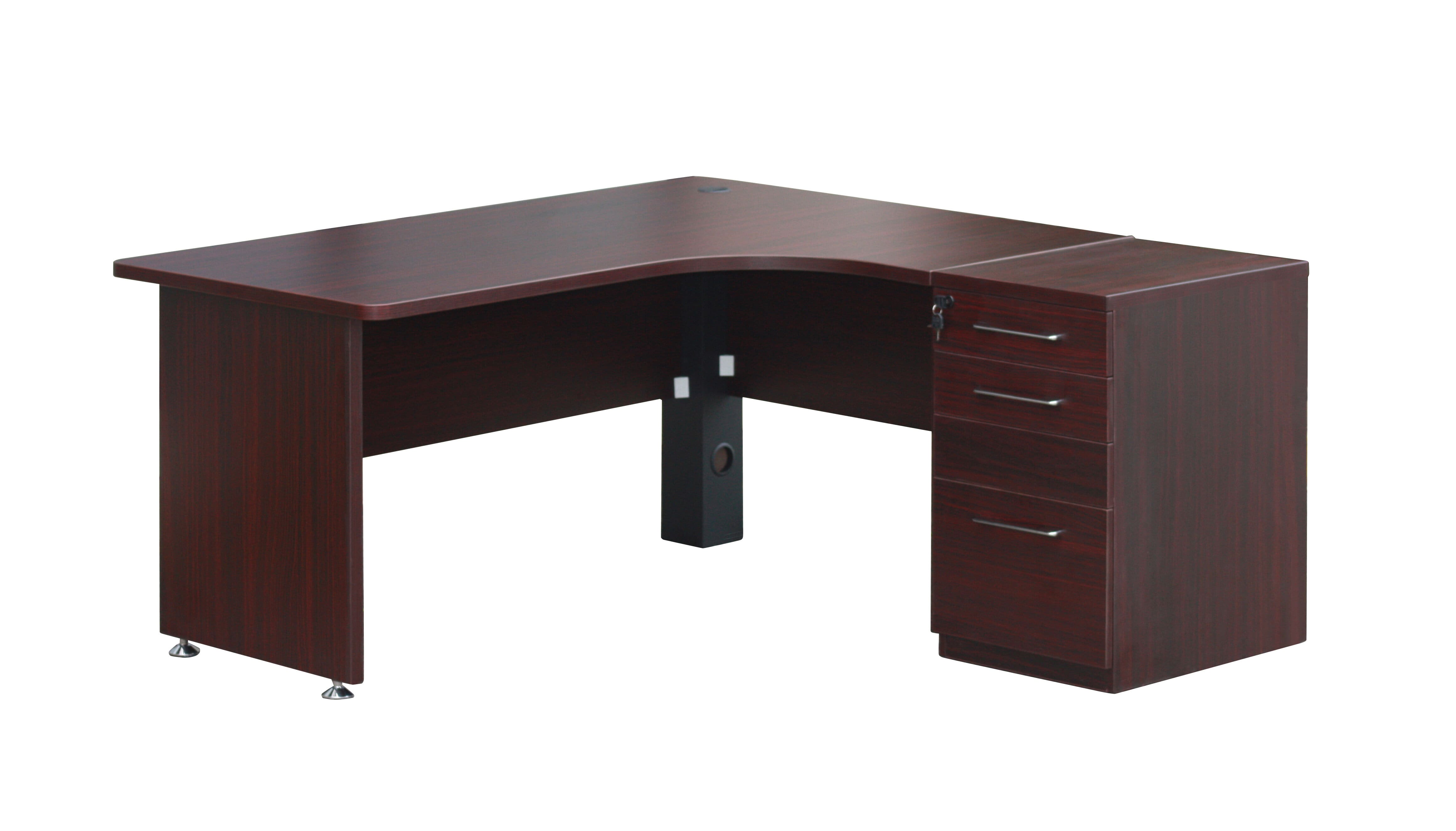 MaqelepoFurn - Mahogany Finish Cluster Desk With Pedestal