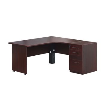 MaqelepoFurn - Mahogany Finish Cluster Desk With Pedestal