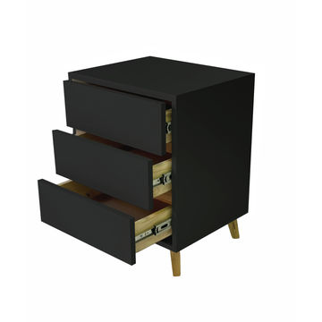 Dudula Three Drawer Side Table - Black
