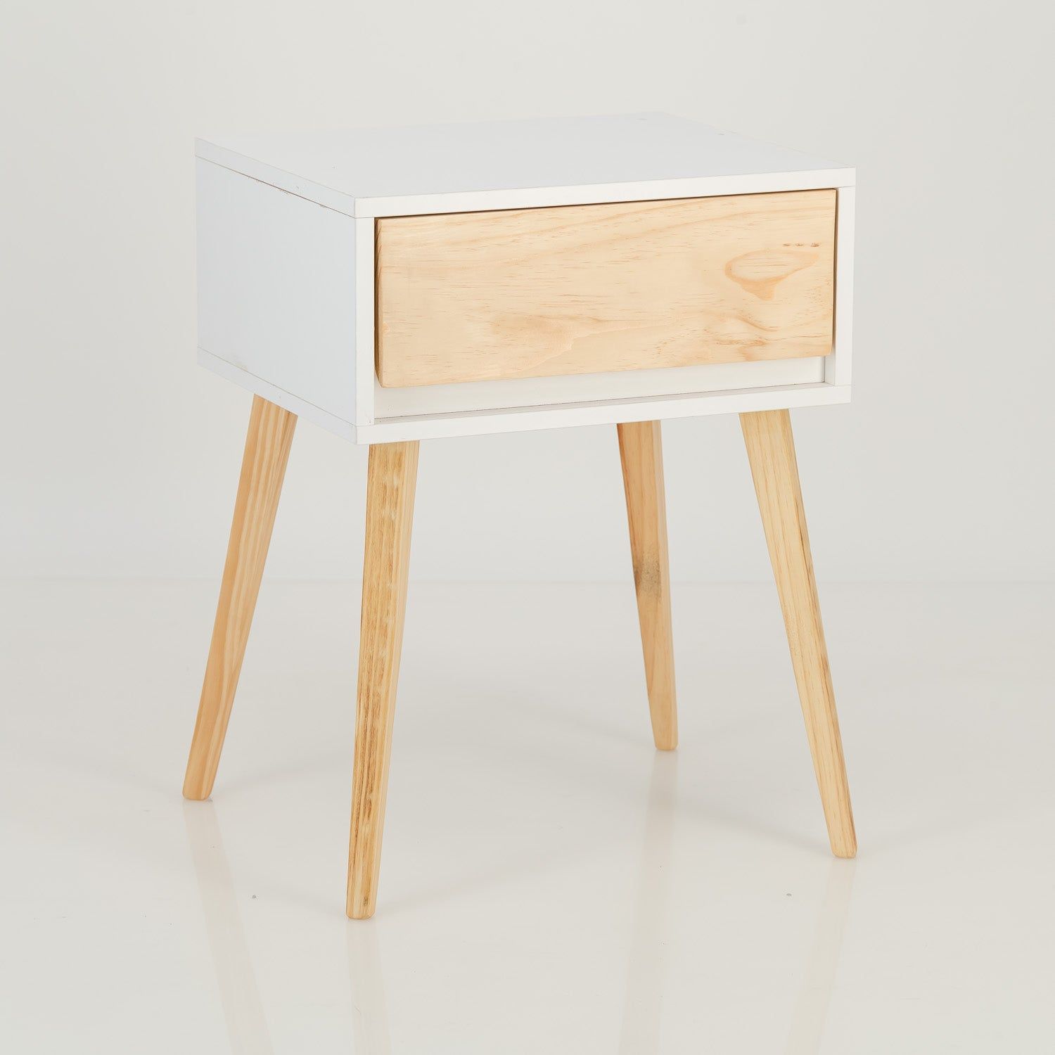 Nallo One Drawer Side Table - White