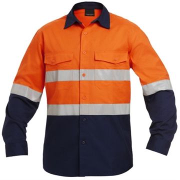 DROMEX HIGH VIZ LONG SLEEVE SHIRT ORANGE/NAVY XXL