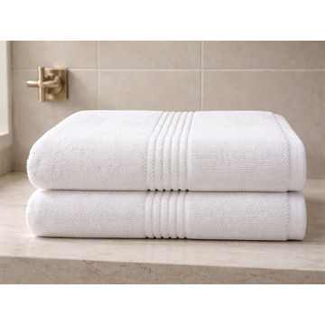 Hotel Collection 600GSM 90x160cms Bath Sheets - 02 Piece Pack - Optical White