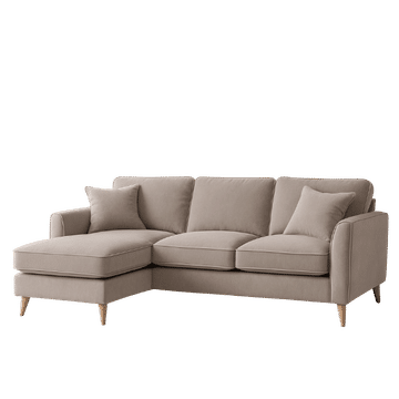 Beige Fabric L-Shape 3-Seater Sofa with Chaise