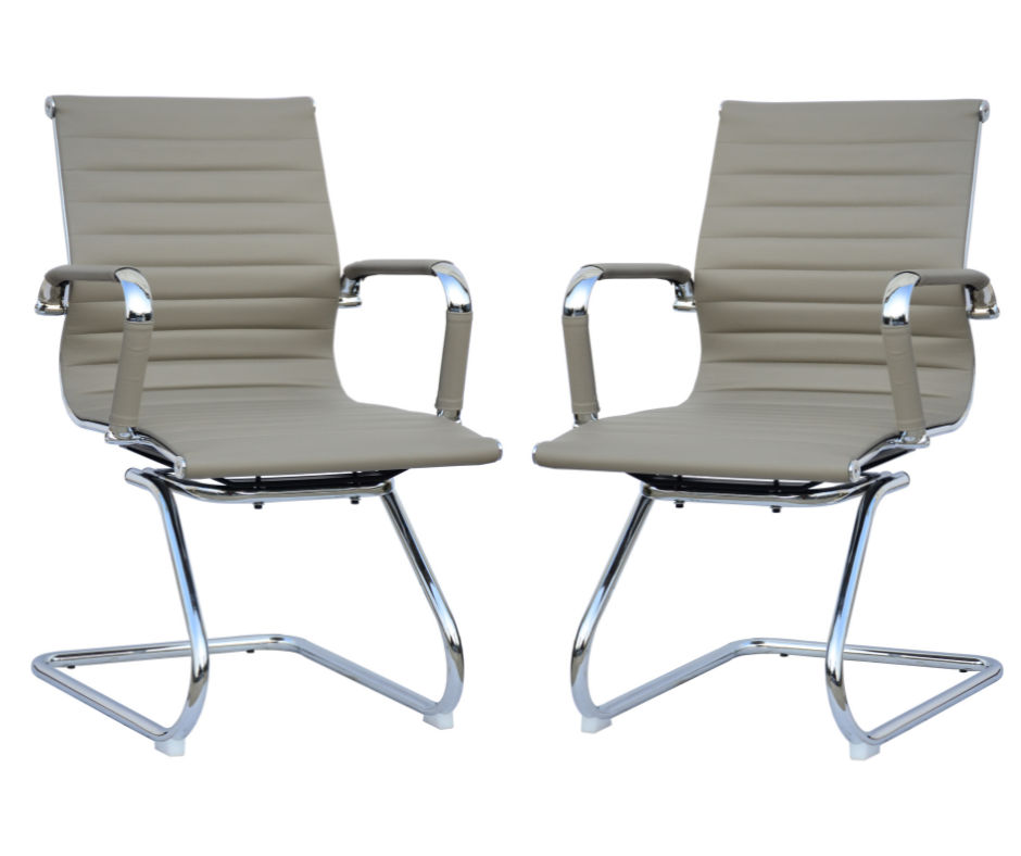 TOCC Ribbed Visitors Office Chairs - Set of 2 - Grey