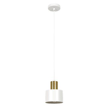 Zebbies Lighting Lulu Matte White and Brass Gold 1 Light Pendant