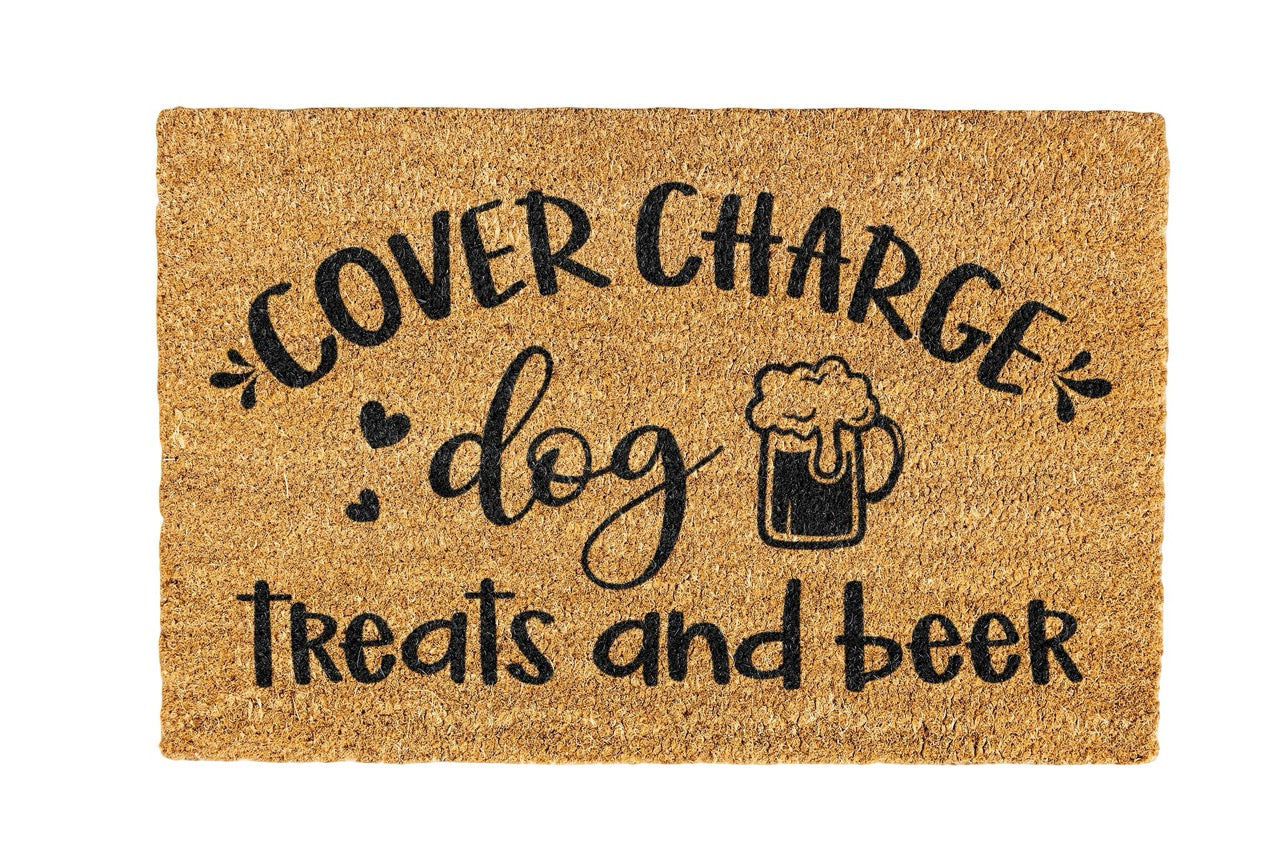 Cover Charge Dog Treats and Beer Coir Doormat Design 700 x 400 mm