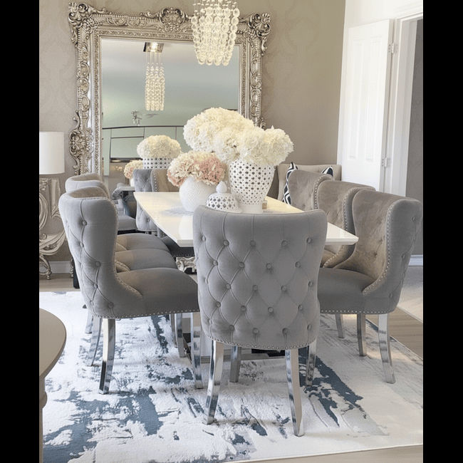 QandAHome -Sona Marble Top 6 Seater Dining Set