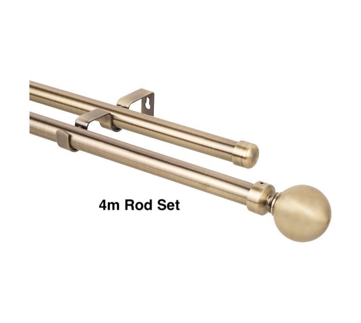 Gold Double Curtain Rod Set -Ball Finial 4m