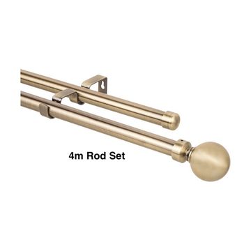 Gold Double Curtain Rod Set -Ball Finial 4m