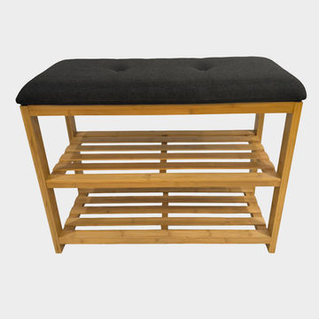 CASA Shoe Storage Bench 2-Tier Racks Bamboo Charcoal Seat