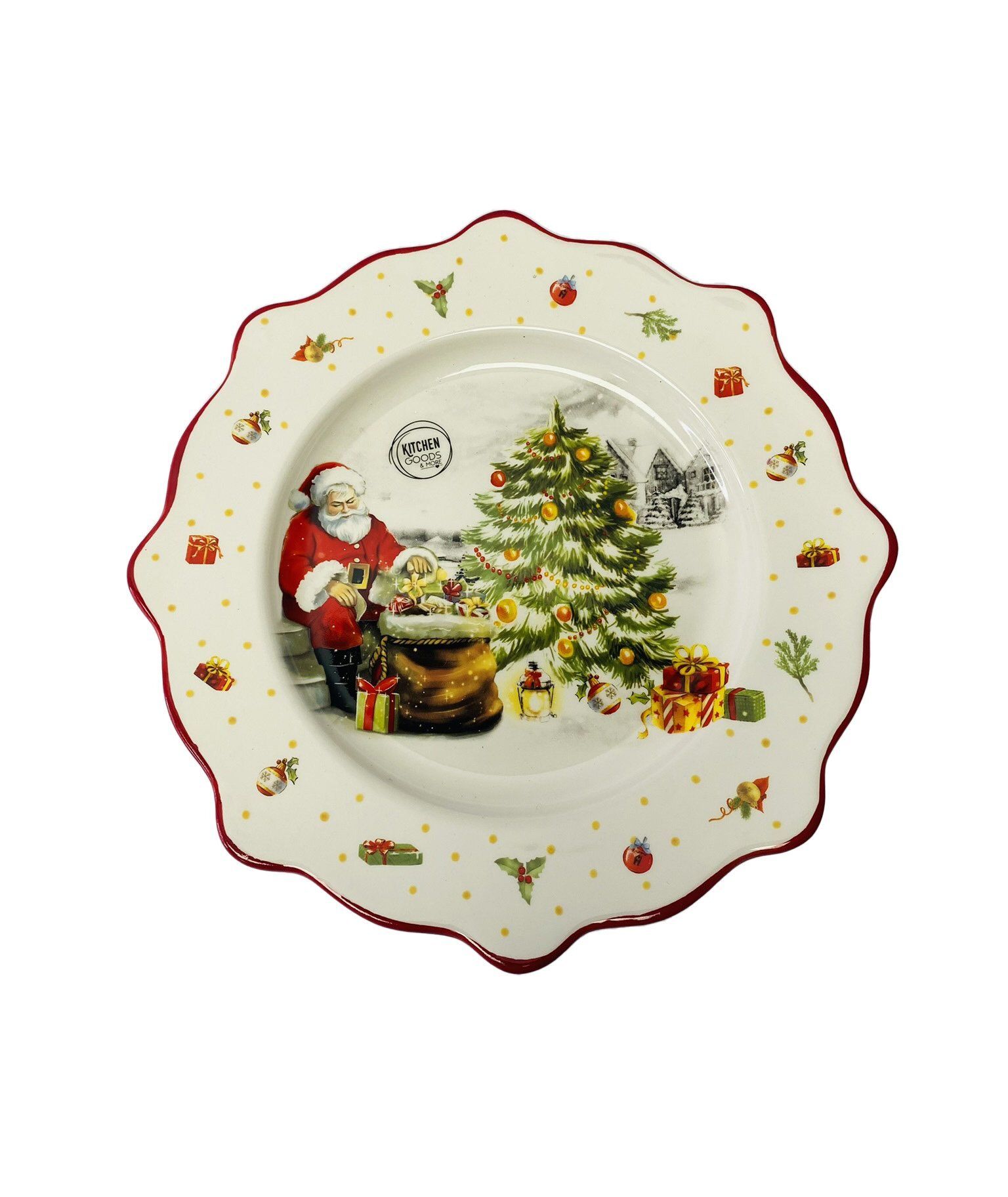 PLATE WITH SANTA AND TREE 26X2.7CM