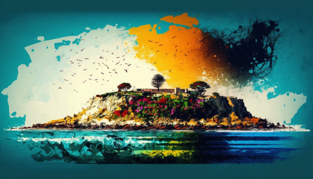 Canvas Wall Art - Canvas Wall Art – Roben Island Colorful Abstract - B1121 - [120 x 80 cm]