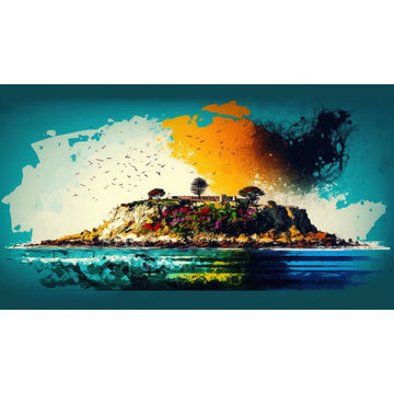 Canvas Wall Art - Canvas Wall Art – Roben Island Colorful Abstract - B1121 - [120 x 80 cm]