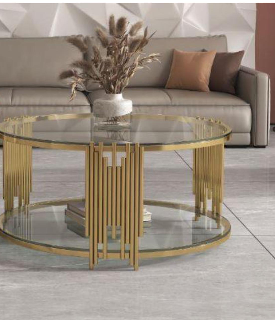 IG Furn- Lucia Gold Clear Glass Coffee Table