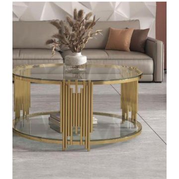 IG Furn- Lucia Gold Clear Glass Coffee Table