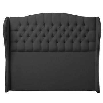 Codie Velvet Buttoned Winged Headboard King Black