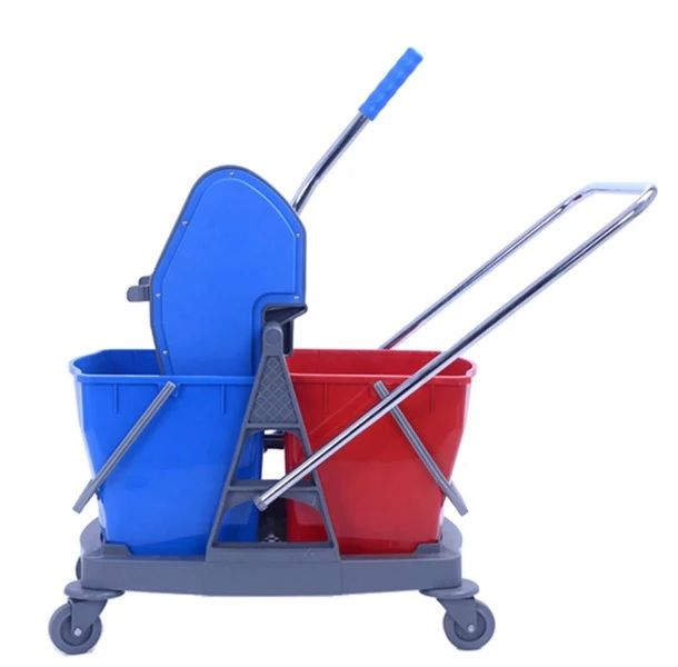 Double Buckets 20L x 2 Mop Wringer Trolley