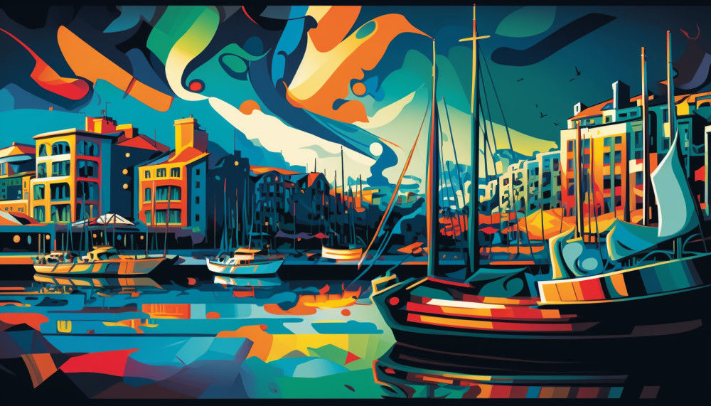 Canvas Wall Art - Canvas Wall Art – Victoria and Alfred Waterfront Abstract - B1128 - [120 x 80 cm]