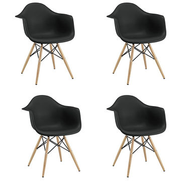 Modern Bucket Chairs For Living Or Dining Areas - Black - 4 Pack