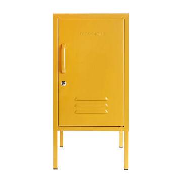 Steel Single Door Bedside Pedestal Locker Shorty Storage Cabinet - Mustard Yellow