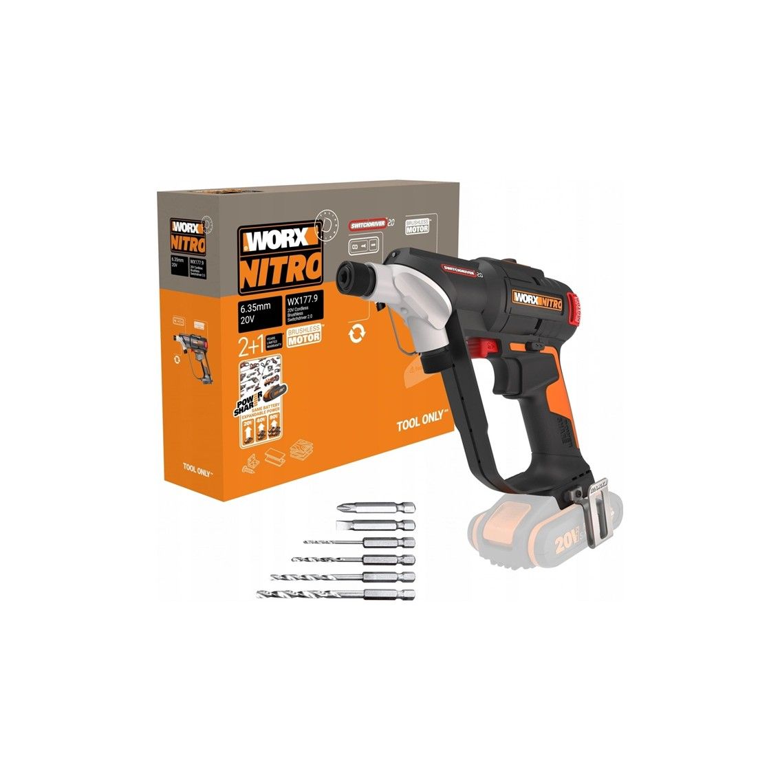 WORX NITRO Switchdriver BL 2-In-1 Drill & Driver 20V TOOL ONLY