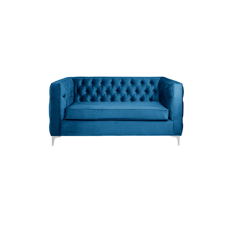Oxford Two Seater Button Velvet- Sky Blue