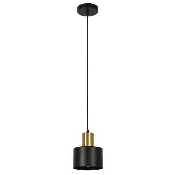 Zebbies Lighting Lulu Matte Black and Brass Gold 1 Light Pendant