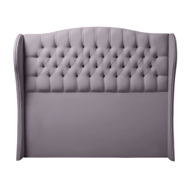 Codie Buttoned Winged Headboard Queen -Grey