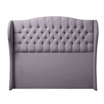 Codie Buttoned Winged Headboard Queen -Grey
