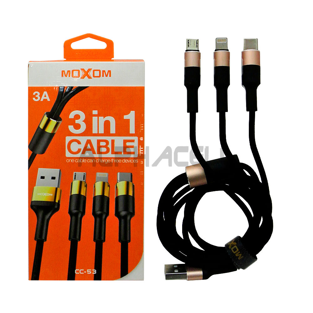 CABLE - CHARGING MOXOM 3 in 1 - CC53 - 3A BLACK