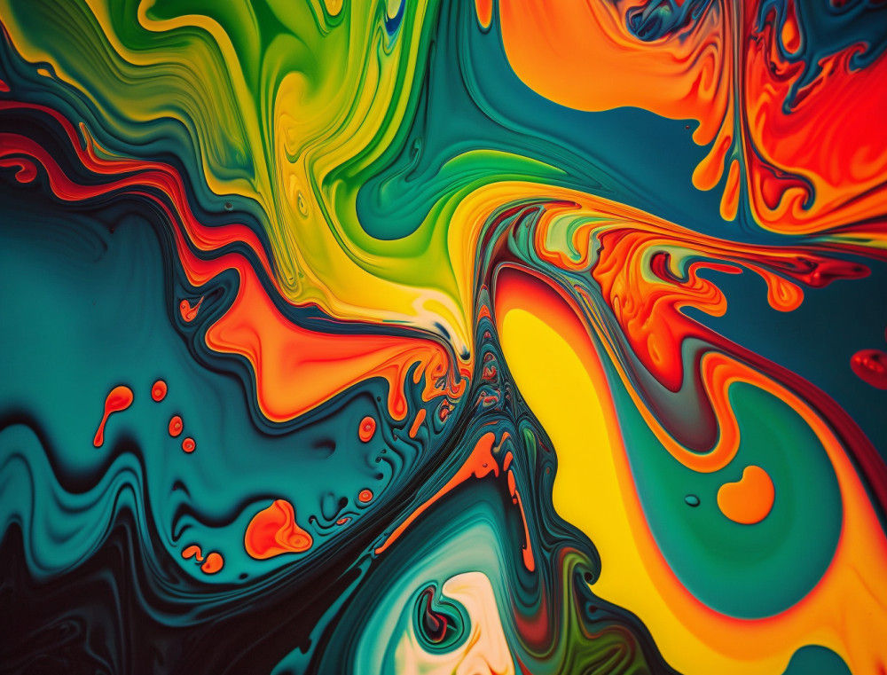 Canvas Wall Art - Canvas Wall Art-Vibrant Colorful Dutch Pour - B1241 - [120 x 80 cm]