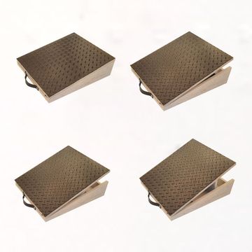 SpaceSave Ergo Adjustable Footrest & Exercise Slant Board - Rustic Wood
