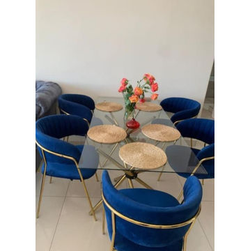 IG Furn - JY 6 Seater Dining Set Blue