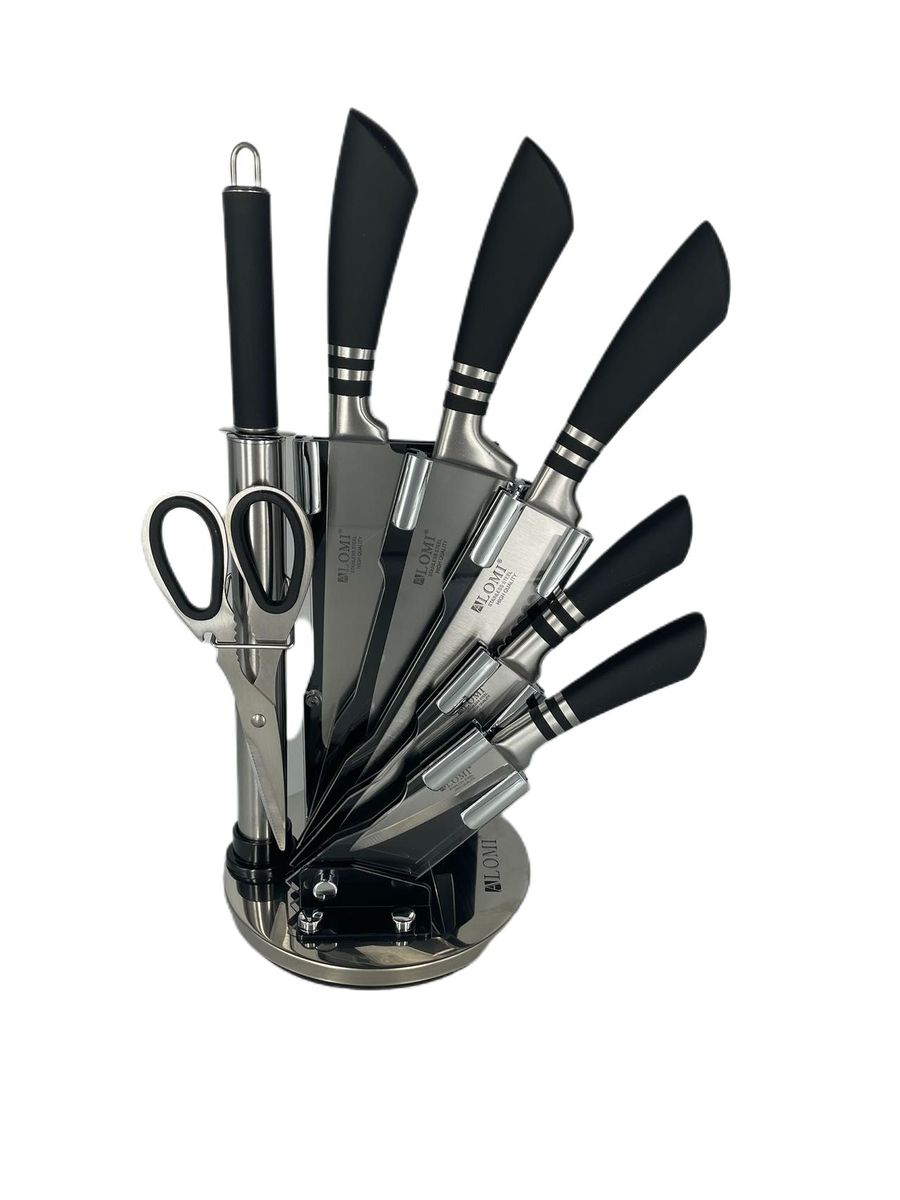 8 Piece Kitchen Knives Set with Block - Black