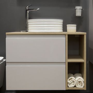 Folkstone Grey and Kirkwall- Single Basin 2 Drawers with Towel  Holder Vanity