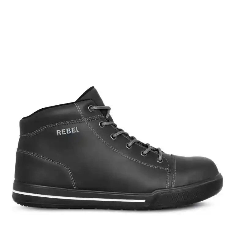 Rebel Black Hi-Top Safety Boots - UK 9