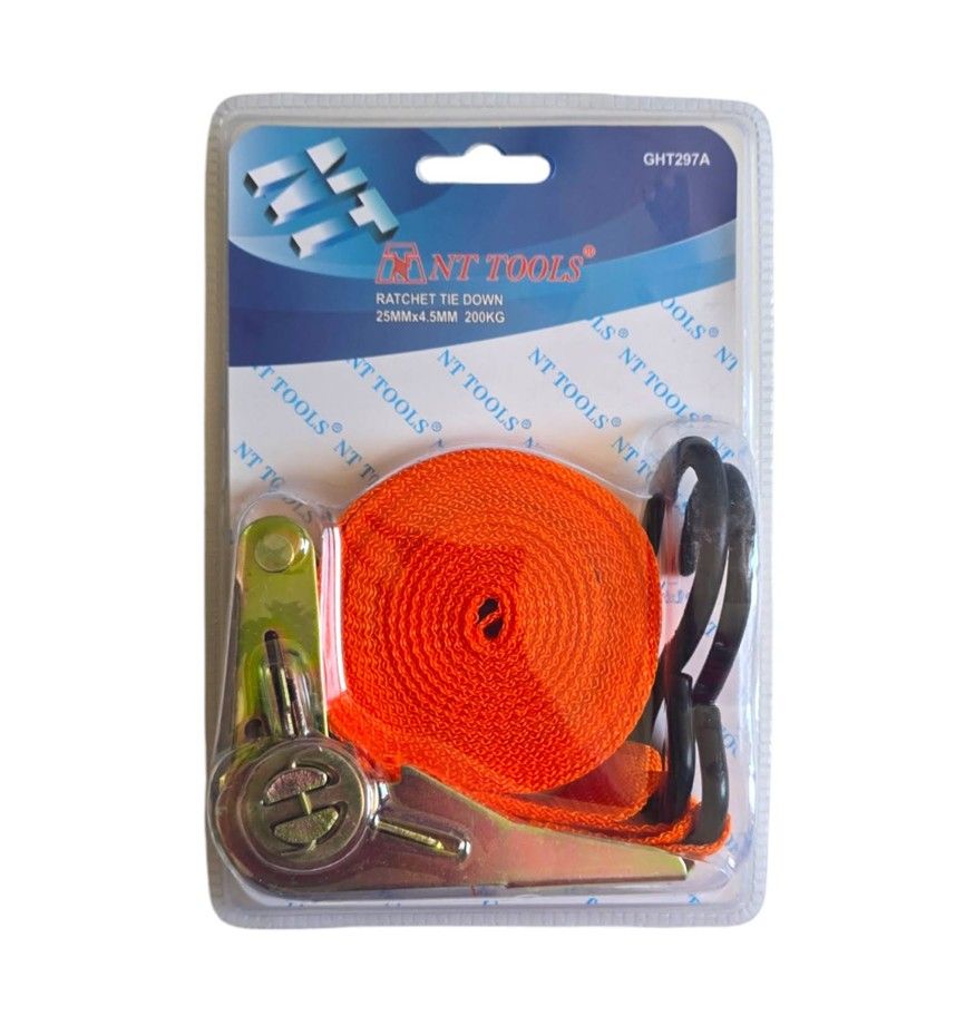 NT TOOLS Ratchet Tie Down 25mm x 4.5m 200kg