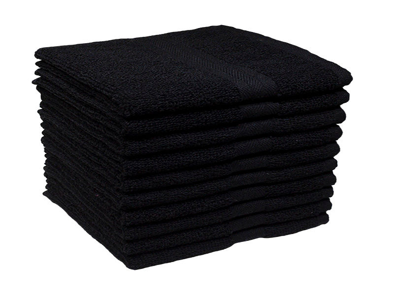 Recycled Yarn - Ocean's 380GSM - Guest Towels - Black (10 Piece Pack)